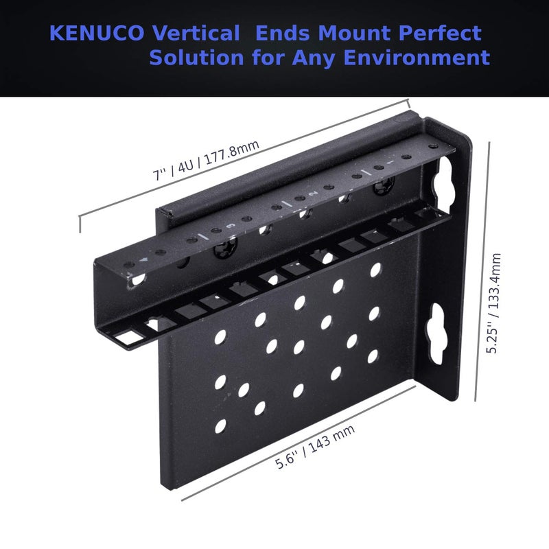 KENUCO رف حائط عمودي KENUCO مقاس 19 بوصة مع ملحقات باللون الأسود (4U) - Image 2
